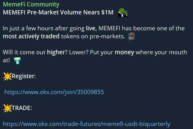 Memefi Hits $1M Pre-Market Ahead Of Token Launch