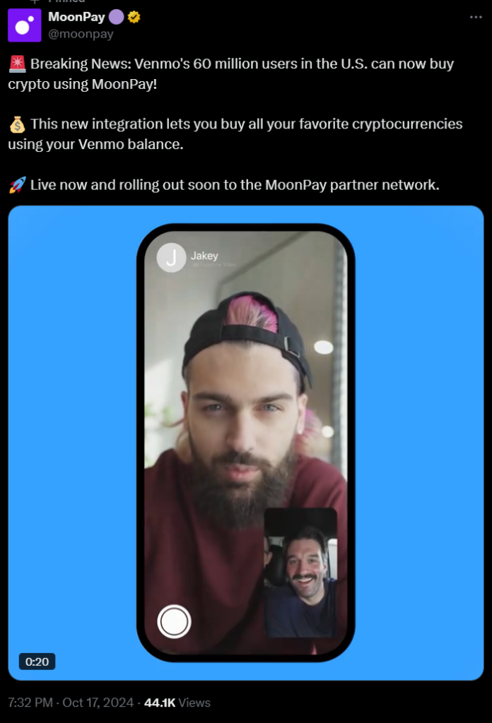 Moonpay Announces Partnership With Venmo