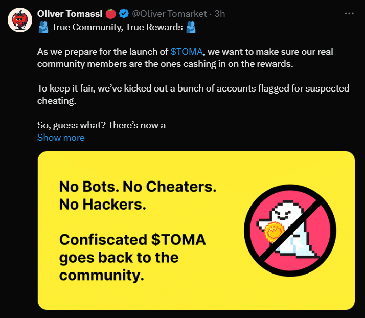 Tomarket Blocks Bots And Cheaters Ahead Of Airdrop