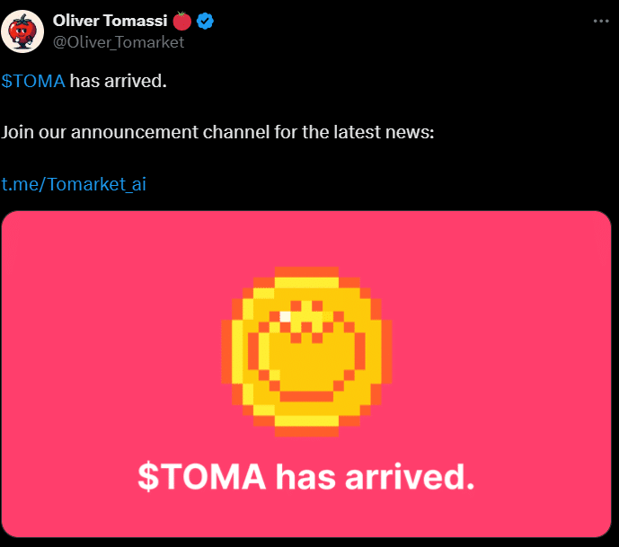 Tomarket Officially Launches Its $Toma Token