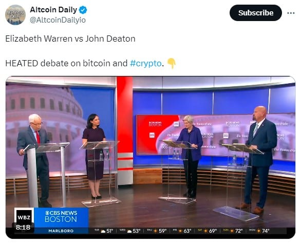 Warren And Deaton Heated Crypto Debate Ahead Of 2024