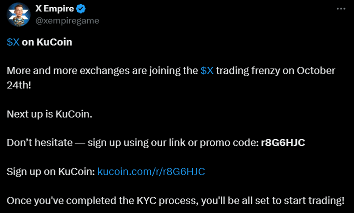 X Empire Announces Listing On Kucoin