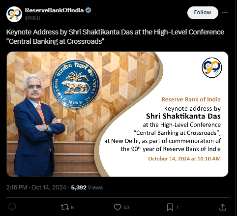 Reserve Bank Of India'S Twitt