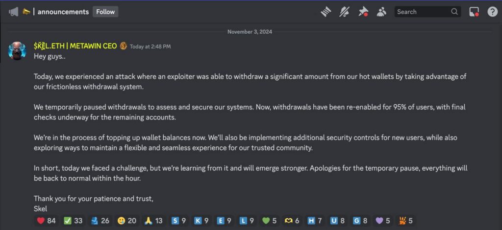 Crypto Casino Metawin Loses 4 Million In Cyber Hack