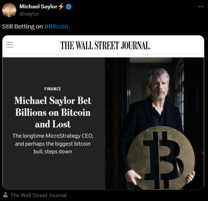 Michael Saylor Mocks Wsj Following Bitcoin’s Record High