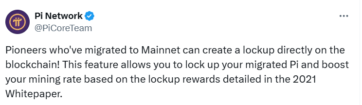 X Post of Pi Network