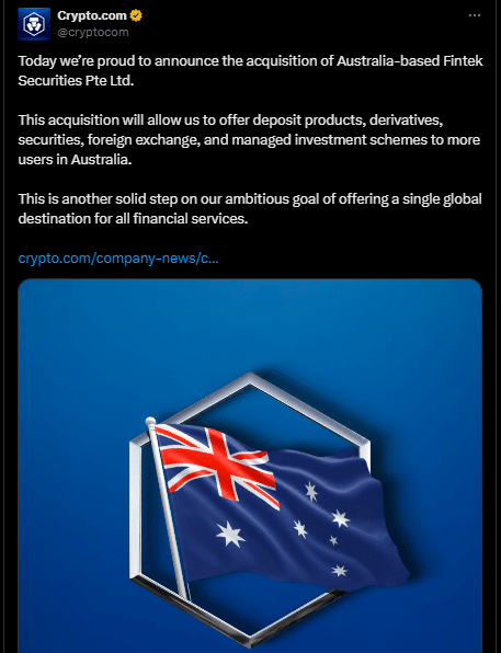 Crypto.com Acquires Fintek Securities