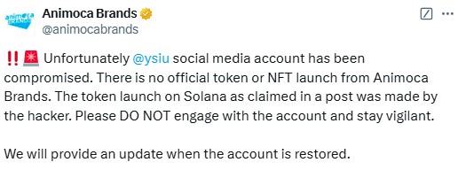 Animoca Brands Warns After Fake Token Promoted On X
