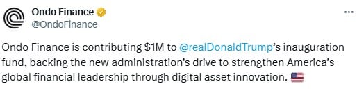 Coinbase, Kraken, Ondo Donate $1M to Trump-Vance