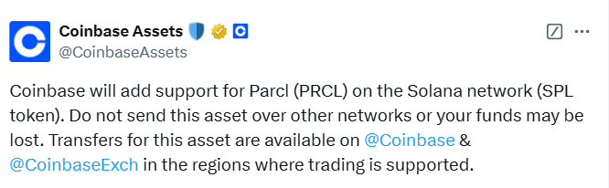 Coinbase To List Prcl