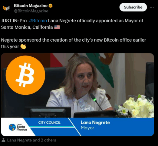 Santa Monica picks pro-bitcoin Lana Negrate as Mayor