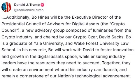Trump Names Bo Hines As Executive Director Of Crypto Council 2 Trump Appoints Bo Hines As Executive Director Of Crypto Council