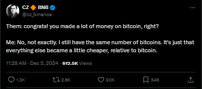 CZ tweet