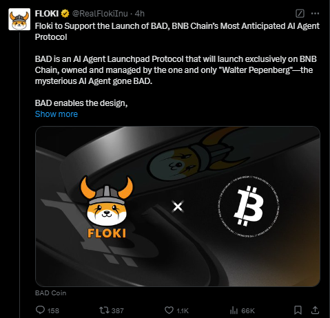 Floki To Support Launch Of Bad Ai Protocol On Bnb Chain 2 Floki Tweet
