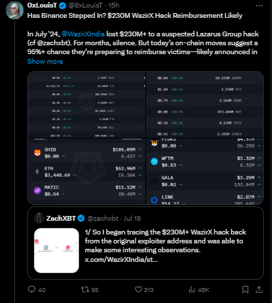 Speculations if binance is stepping in