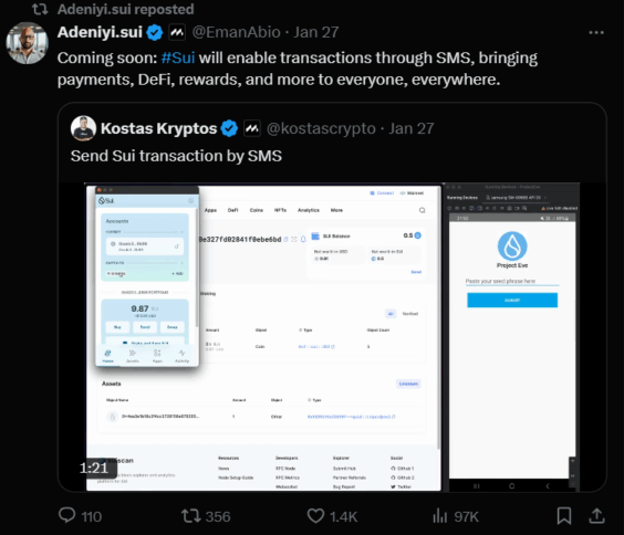 Sui Users Might Soon Make Transactions With Just Sms 3 Adeniyi Confirmed The Feature Is “Coming Soon”