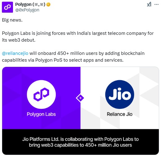 Polygon Partners With Jio