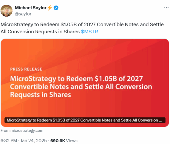 MicroStrategy to Redeem $1.05B Snior Notes
