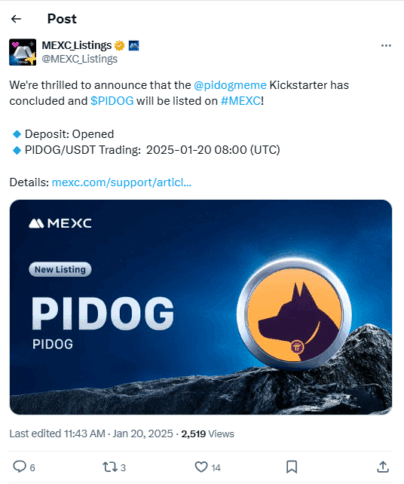 Pi Network’s $Pidog Token Going Live On Mexc Exchange 2 Pi Dog On Mexc