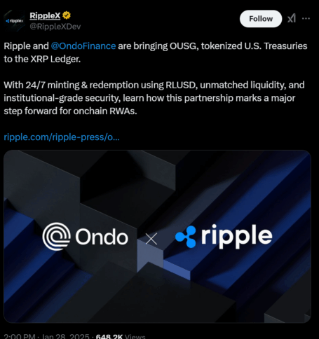 Ripple And Ondofinance Launch Tokenized U.s. Treasuries On Xrp Ledger 2 Ripple &Amp; Ondofinance Announcement
