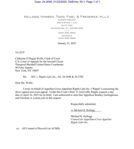Ripple Vs Sec Update: Ripple Request For April 16, 2025 Deadline 2 Ripple Request For April 16, 2025 Deadline