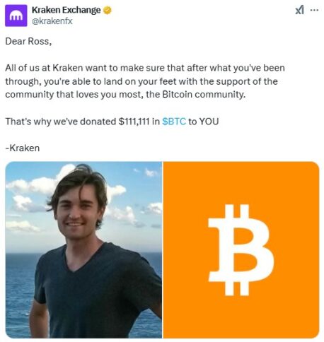 Silk Road Founder Ross Ulbricht Receives $111K from Kraken