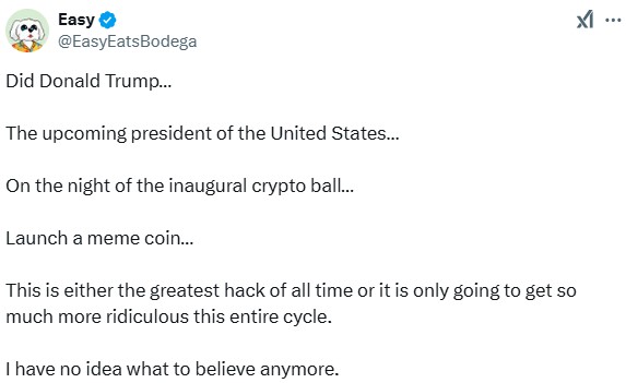 Trump’s $Trump Memecoin Launch Causes Wild Twitter Reactions