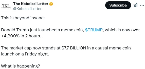 $Trump Memecoin Soars, Twitter Explodes With Reactions