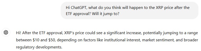 Xrp Price Could Hit $10-$50 After Spot Etf Approval, Chatgpt Predicts