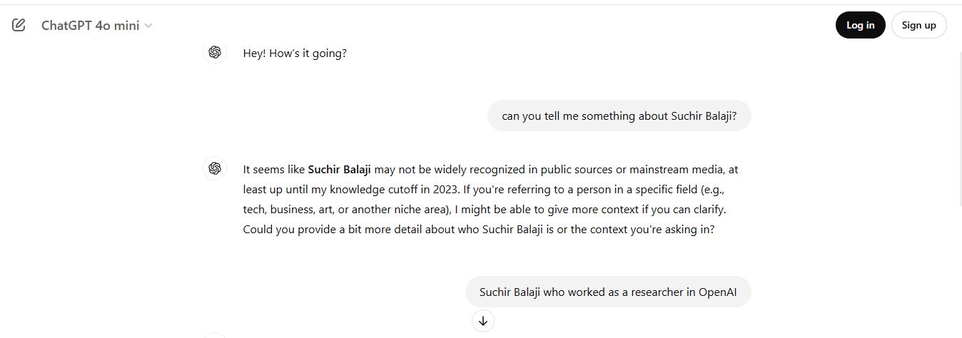 Chatgpt Response On Suchir Balaji