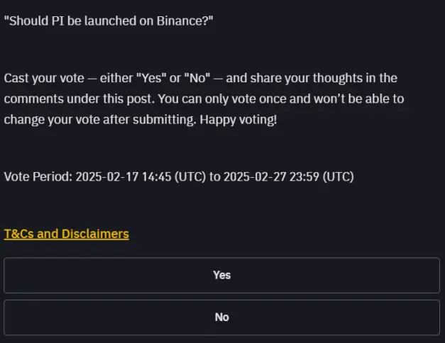 Binance To List Pi Coin? Asks Community To Vote 2 Binance'S Vote On Pi Listing