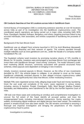 Cbi Raids Over 60 Locations Across India In Gainbitcoin Scam 2 Cbi Raids Over 60 Cities In India