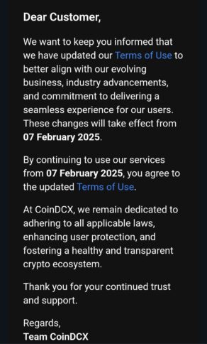 Coindcx Updates Terms For Indian Users Effective Today 2 Coindcx Updates Terms