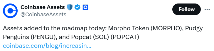 Coinbase Roadmap For Future Listing
