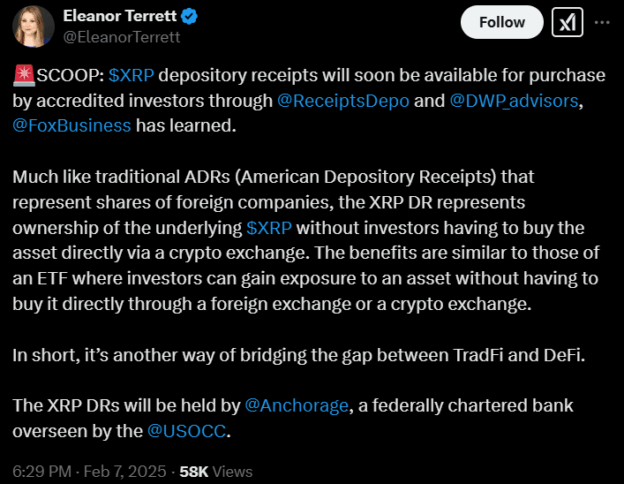 Investors May Soon Access Xrp Through Regulated Receipts 2 Fox Said Xrp Depository Receipts Will Soon Be Available