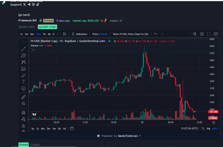 Fake Pi Coin Crashes After Launch On Pump.fun 2 Fake Pi Coin On Punp.fun