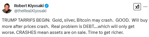 Kiyosaki Warns Of Bitcoin Crash With Trump Traiffs