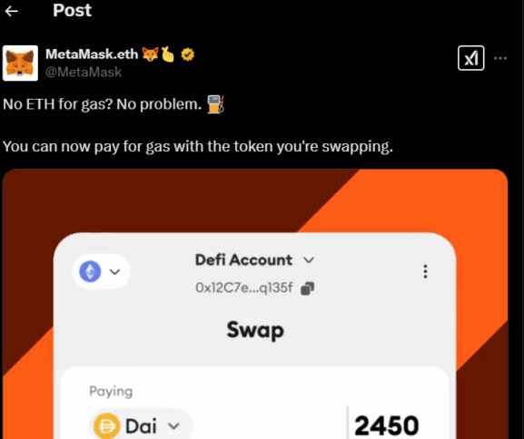 Metamask Enables Gas Fee Payment With Crypto Tokens 2 Metamask Launches Gas Station