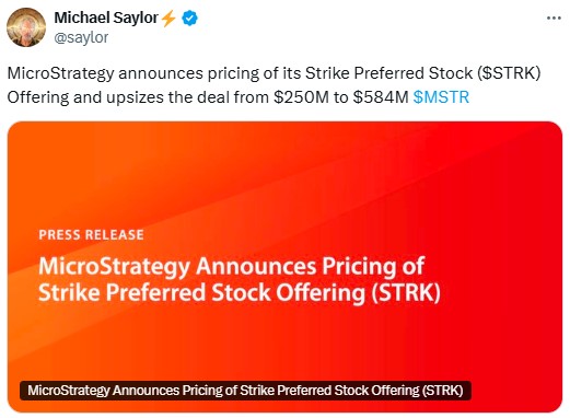 Microstrategy Raises Stocks Offering To $584M From $250M 2 Microstrategy Increases Preferred Stock Offering To $584M