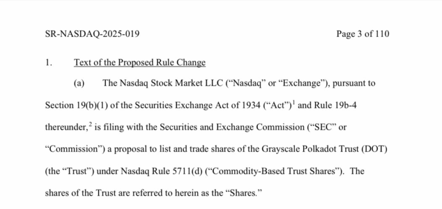 Grayscale Seeks Sec Approval For Polkadot Etf On Nasdaq 2 Nasdaq Submitted File