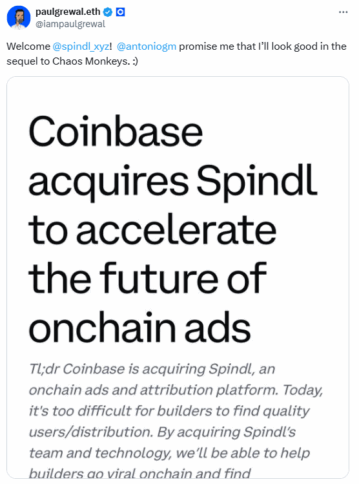 Coinbase Acquires Spindl To Enhance Onchain Ad Tech 2 Paul Grewal Welcomed Spindl