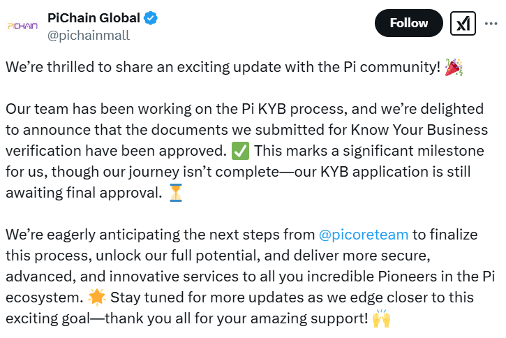 Pi Chain Mall Completes Kyb Verification