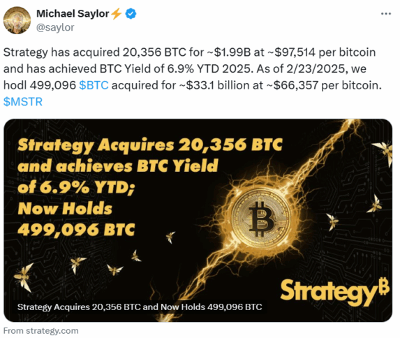Strategy Buys 20,356 Btc, Total Holdings Near 500K 2 Strategy Buys 20,356 Btc