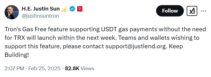 Tron To Enable Gas-Free Usdt Transfers