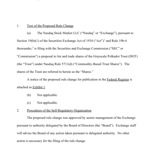 Nasdaq Seeks Sec Approval To List 21Shares Polkadot Etf 2 A Portion Of The Filling