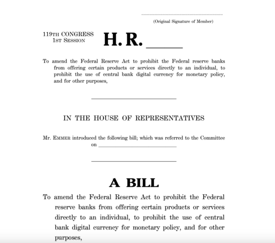 Tom Emmer Reintroduces Bill To Ban U.s. Digital Dollar 2 Cbdc Anti-Surveillance State Act