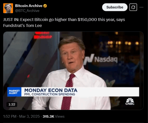 Tom Lee Predicts Bitcoin Could Surpass $150K In 2025 2 Fundstrat'S Tom Lee Sees Bitcoin Reaching $150K In 2025