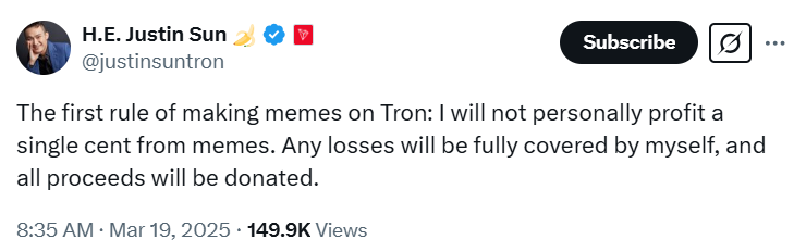 Justin Sun On Memecoin