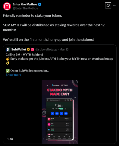 Myth Staking Goes Live On Mythos Chain With Big Rewards 2 Myth Set For Staking Rewards