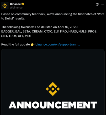 Binance To Delist 14 Tokens After Community Vote 2 Binance To Delist 14 Tokens